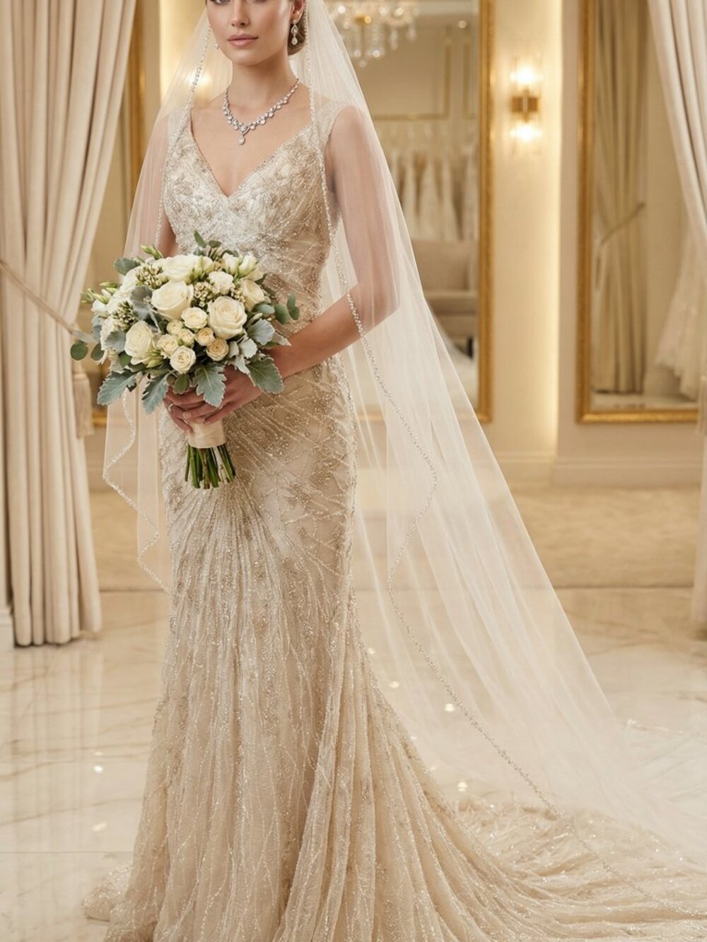 WOW Gorgeous Bridal Designer Wedding Evening Party Prom Runway Beaded Gown Dress
